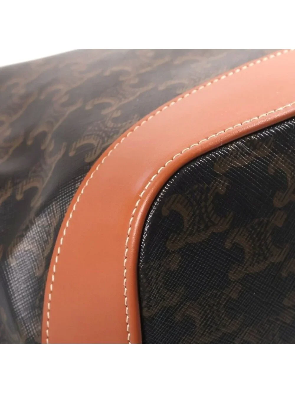 Celine Medium Cabas Triomphe Canvas Leather Tote Bag Brown
